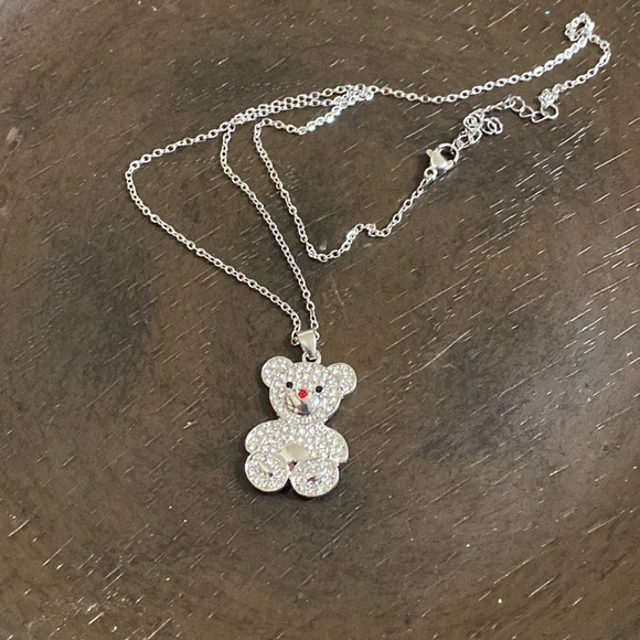 Rhinestone Teddy Bear Necklace - Picture 3 of 4